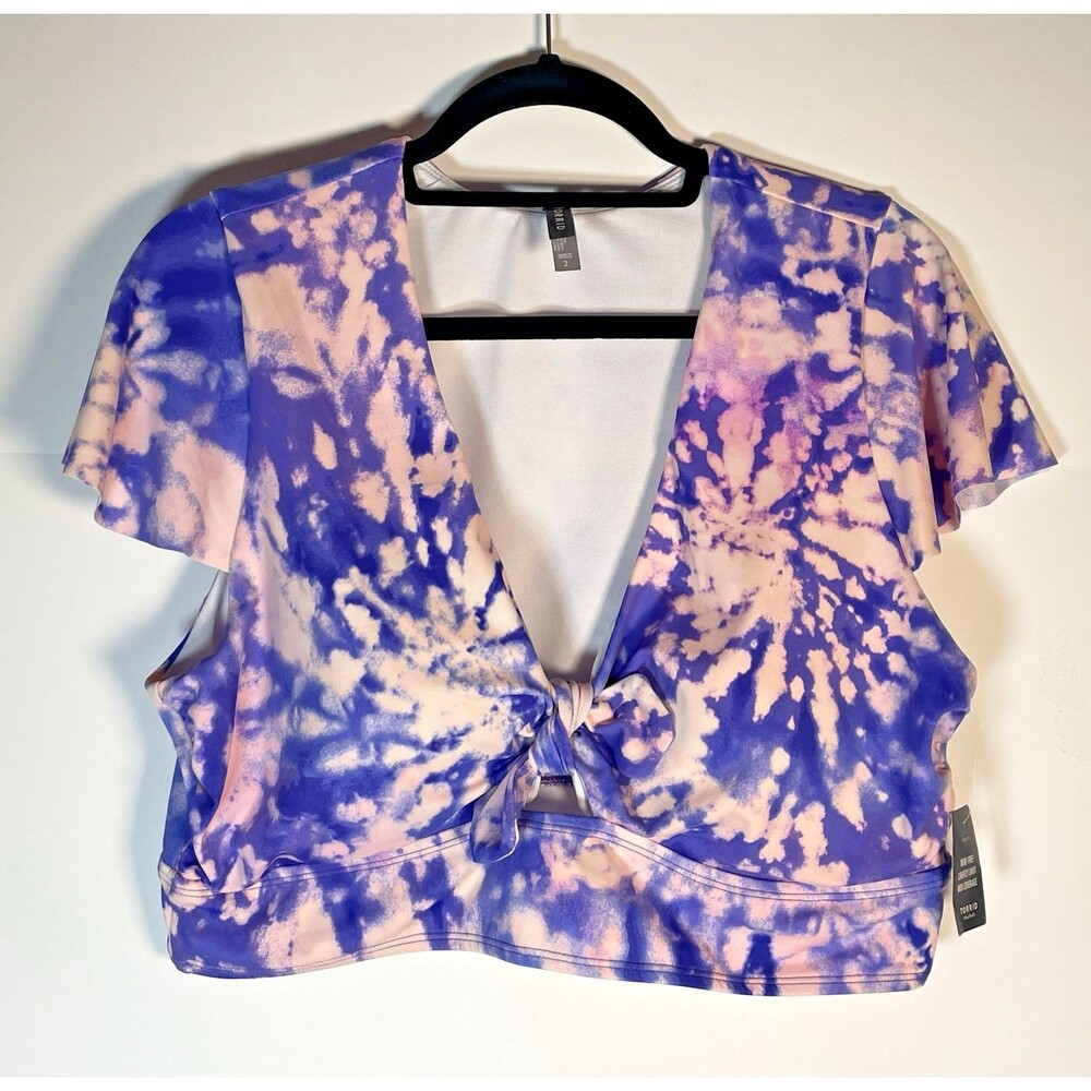 NWT Torrid Bolts Tie Dye Wireless Flutter Sleeve Bikini Top Size 2 2X 18-20 New
